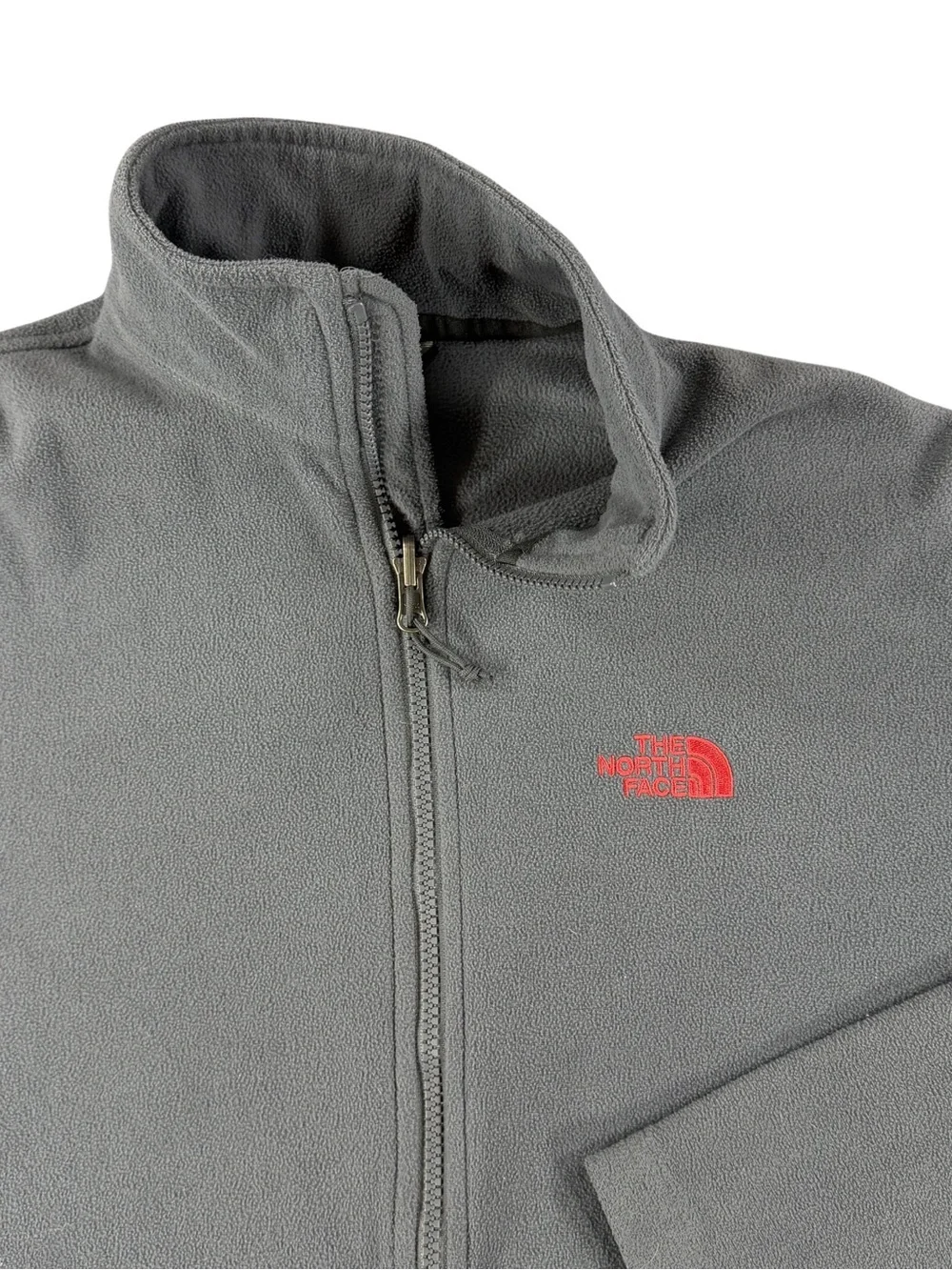 Men’s The North Face Gray Full-Zip Fleece Jacket with Red Logo Size M